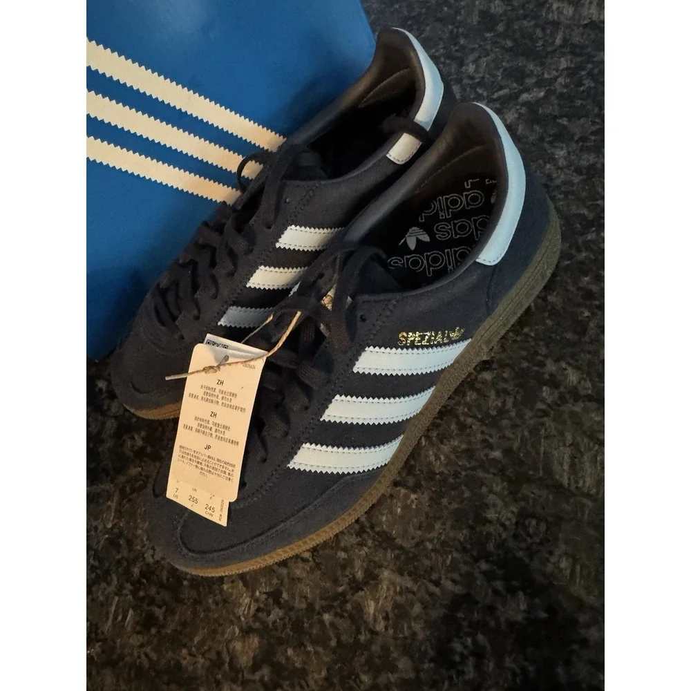 adidas Handball Spezial J Collegiate Navy Clear‎ Sky IH8011 Shoes Sneaker Sz 7